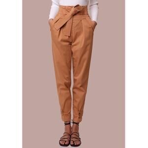 A.L.C. Karey Belted Pleated Khaki Pants Bohemian Prairie Paper Bag Waist Sz 12